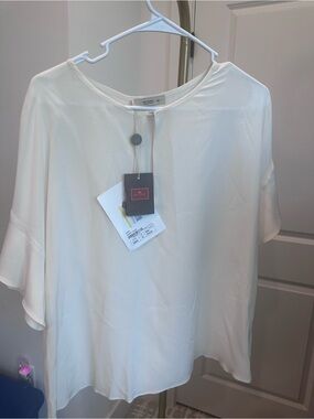Etro Cream Short-Sleeve Draped Blouse